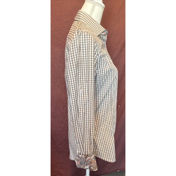 Jared Lang Madrird Gingham Paisley Button Down Medium - Picture 4 of 10